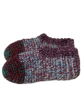 NWOT: Hand Knit Wool Slippers - Red/Blue/Green  🧦 Unisex • NEW